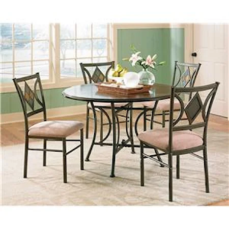 5-Piece Casual Round Pedestal Table & Side Chair Set